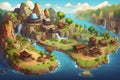 Whimsical World Wonders A Cartoon-Style 2D Map for Your Gaming Adventure