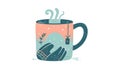 Whimsically styled illustration of a warm beverage in a large m Royalty Free Stock Photo