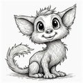 Whimsy beast hand drawn cutie cat Royalty Free Stock Photo