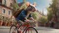 Whimsy On Wheels: Adorable Mouse Riding A Bicycle, A Delightful Scene