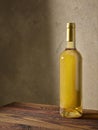 Whine bottle on wooden table Royalty Free Stock Photo