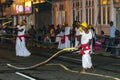 Whip Crackers perform through the streets of Kandy in Sri Lanka during the Esala Perahera.