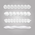 Whipped cream border. Whipping creamy line pattern, frosting borders for cupcakes whip swirls icing cake or candy