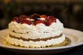 Whipped cream cake with strawberries Royalty Free Stock Photo