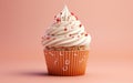Whipped Cream Delight Cupcake. Generative AI