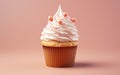 Whipped Cream Delight Cupcake. Generative AI