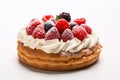 Whipped Cream Pastry with Raspberries and Blueberries Royalty Free Stock Photo