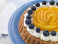 Whipped Cream Peach and Blueberry Sponge Flan Royalty Free Stock Photo