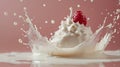 Whipped Cream and Raspberry Milk Splash Photography Royalty Free Stock Photo