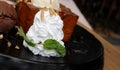 Whipped cream with toasts and icre-cream