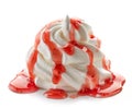 Whipped cream with strawberry sauce