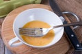 Whipped egg yolks with sugar in a glass bowl Royalty Free Stock Photo