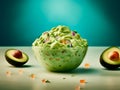 Whipped Green Delight: Avocado Cream in a Deep Bowl. Generative AI