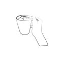 Whipped milk for homemade coffee. Linear icon for packaging. Foam electric mixer