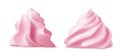 Whipped pink cream swirl or meringue side view 3D