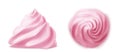 Whipped pink cream swirl or meringue side view 3D