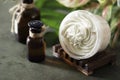 Whipped Shea butter. Organic cosmetics with herbal ingredients. Concept of the organic cosmetics
