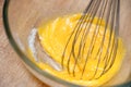 Whipping yolk eggs and sugar together Royalty Free Stock Photo