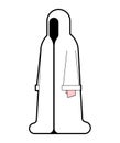 Whire monk isolated. Occultist in hood. Monastic cartoon. friar vector illustration