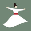 Whirling Dervish flat style vector illustration. Sufi dance illustration.