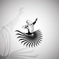 Whirling Dervish illustration design black and white