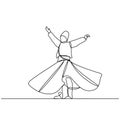 Whirling dervish vector drawing. Vector illustration drawn with one line