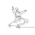 whirling dervish vector drawing. Vector illustration drawn with one line