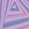 Whirling magenta, blue and white triangle forms