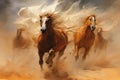 Whirling sandstorm horsemen, riding on gusts of wind with unrivaled speed - Generative AI