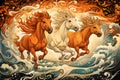 Whirling sandstorm horsemen, riding on gusts of wind with unrivaled speed - Generative AI