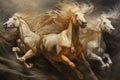 Whirling sandstorm horsemen, riding on gusts of wind with unrivaled speed - Generative AI