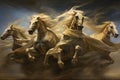 Whirling sandstorm horsemen, riding on gusts of wind with unrivaled speed - Generative AI