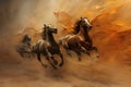 Whirling sandstorm horsemen, riding on gusts of wind with unrivaled speed - Generative AI