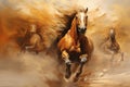 Whirling sandstorm horsemen, riding on gusts of wind with unrivaled speed - Generative AI