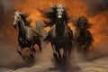 Whirling sandstorm horsemen, riding on gusts of wind with unrivaled speed - Generative AI