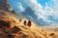 Whirling sandstorm nomads, wandering the desert in search of lost treasures - Generative AI