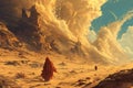 Whirling sandstorm nomads, wandering the desert in search of lost treasures - Generative AI