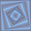 Whirling sequence with blue and white square forms