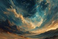 Whirling starry sandstorms, painting the desert sky with a mesmerizing celestial dance - Generative AI