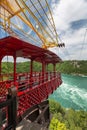 The Whirlpool Aero Car taking tourists and visitors for a ride over the whirlpool of the Niagara River. Niagara Falls, Ontario, Ca Royalty Free Stock Photo