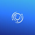 Whirlpool logo concept. Hurricane isolated icon on blue background. Retina scan for business and developing startup. Eye