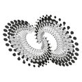 Whirlpool radial lines with rotating distortion. Abstract spiral, vortex shape, element