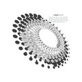 Whirlpool radial lines with rotating distortion. Abstract spiral, vortex shape, element