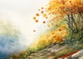 Whirlwind of Autumn: A Scattered Illustration of Falling Leaves