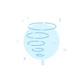 Whirlwind, cyclone, tornado spiral flat vector icon. Filled line style. Blue monochrome design. Editable stroke