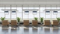 An AI-generated image an empty and silent check in counter at a modern airport Royalty Free Stock Photo