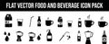 FOOD AND BEVERAGE FLAT VECTOR ICON PACK Royalty Free Stock Photo
