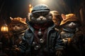 Whisker Mob: Immerse yourself in a surreal scenario where a crew of tough - looking cats holds a rap battle, surrounded by