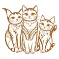 Cat Kitten Group Printable Vector Stencil Art