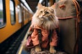 Whiskered wanderlust Funny cat indulges in a lighthearted travel journey Royalty Free Stock Photo